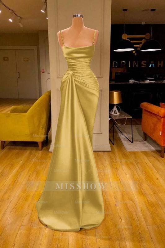 Cabernet Spaghetti Strap Sleeveless Pleated Formal Dress Mermaid With Ruffles