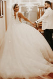 Cap sleeves Ivory Ball Gown Floor length Wedding Dress
