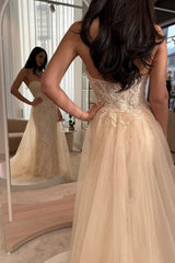 Champagne Blush Lace Sweetheart Mermaid Evening Dress Sheer Boned Corset Bodice Detachable Tulle Overskirt Formal Gown