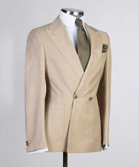 Champagne Double Breasted Peak Lapel Stylish Prom Men’s Suits