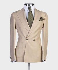 Champagne Double Breasted Peak Lapel Stylish Prom Men’s Suits