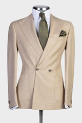 Champagne Double Breasted Peak Lapel Stylish Prom Men’s Suits