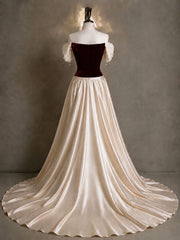 Champagne Off-the-shoulder Short Sleeve Appliques Mermaid Velvet Formal Evening Dress