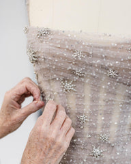 Champagne Spaghetti Straps Long Mermaid Evening Dress Beaded Sequin Open Back Formal Gown