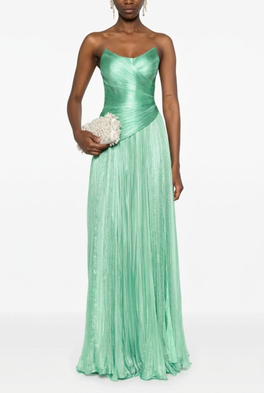 Mint green sweetheart pleated A-line evening dress
