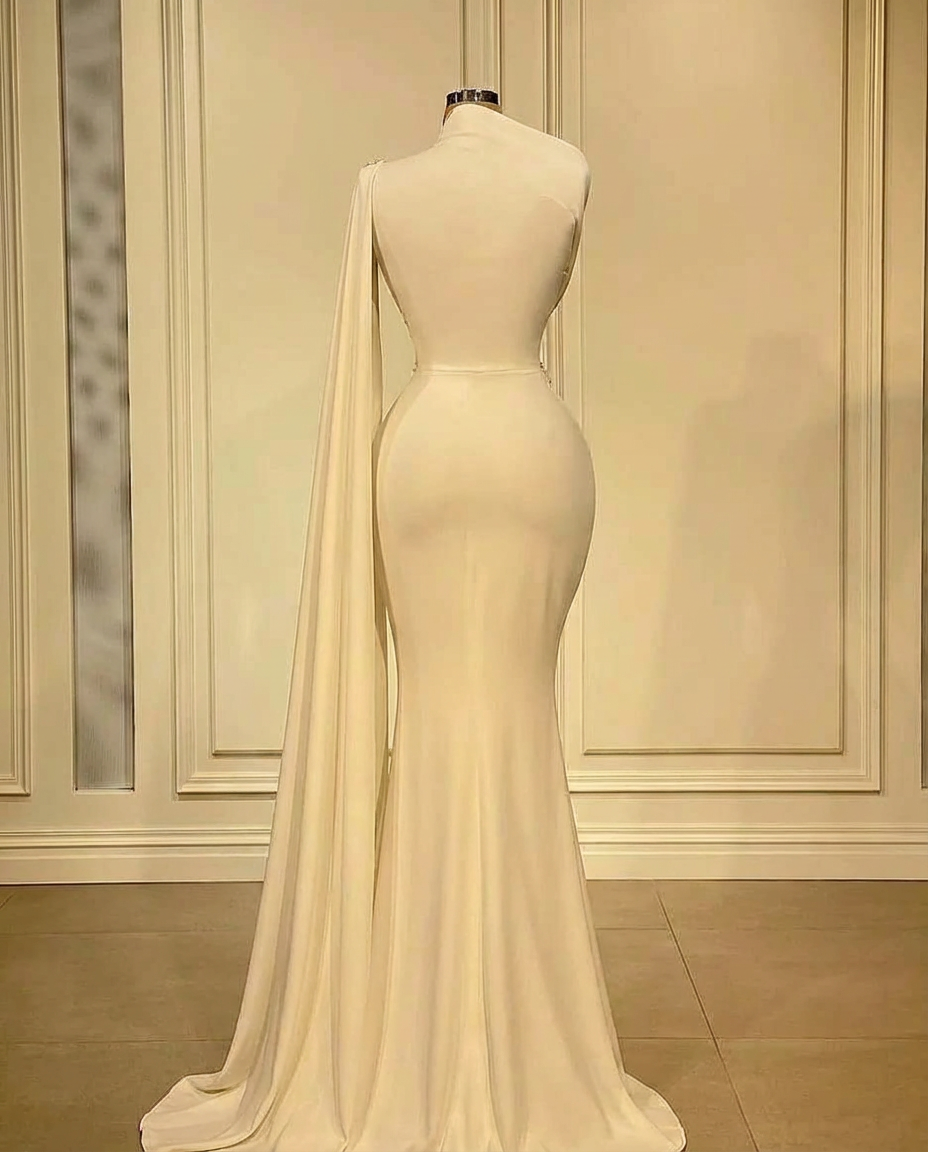 Charming Asymmetrical Beading Mermaid Wedding Dress with Ruffles