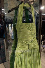 Charming Halter Sleeveless Long Formal Dress With Pleated Ruffles