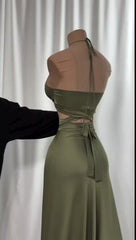 Charming Halter Sleeveless Ruffles Pleated Formal Dress With Bowknot