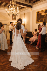 Charming Long White A-line Lace Corset Wedding Dress with Long Sleeves