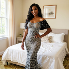 Charming Mermaid Spaghetti Strap Off-The-Shoulder Column Beaded Sleeveless Long Slit Tulle Evening Dresses With Rhinestones