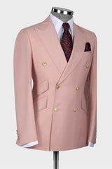 Charming Nude Pink Peak Lapel Double Breasted Prom Suit