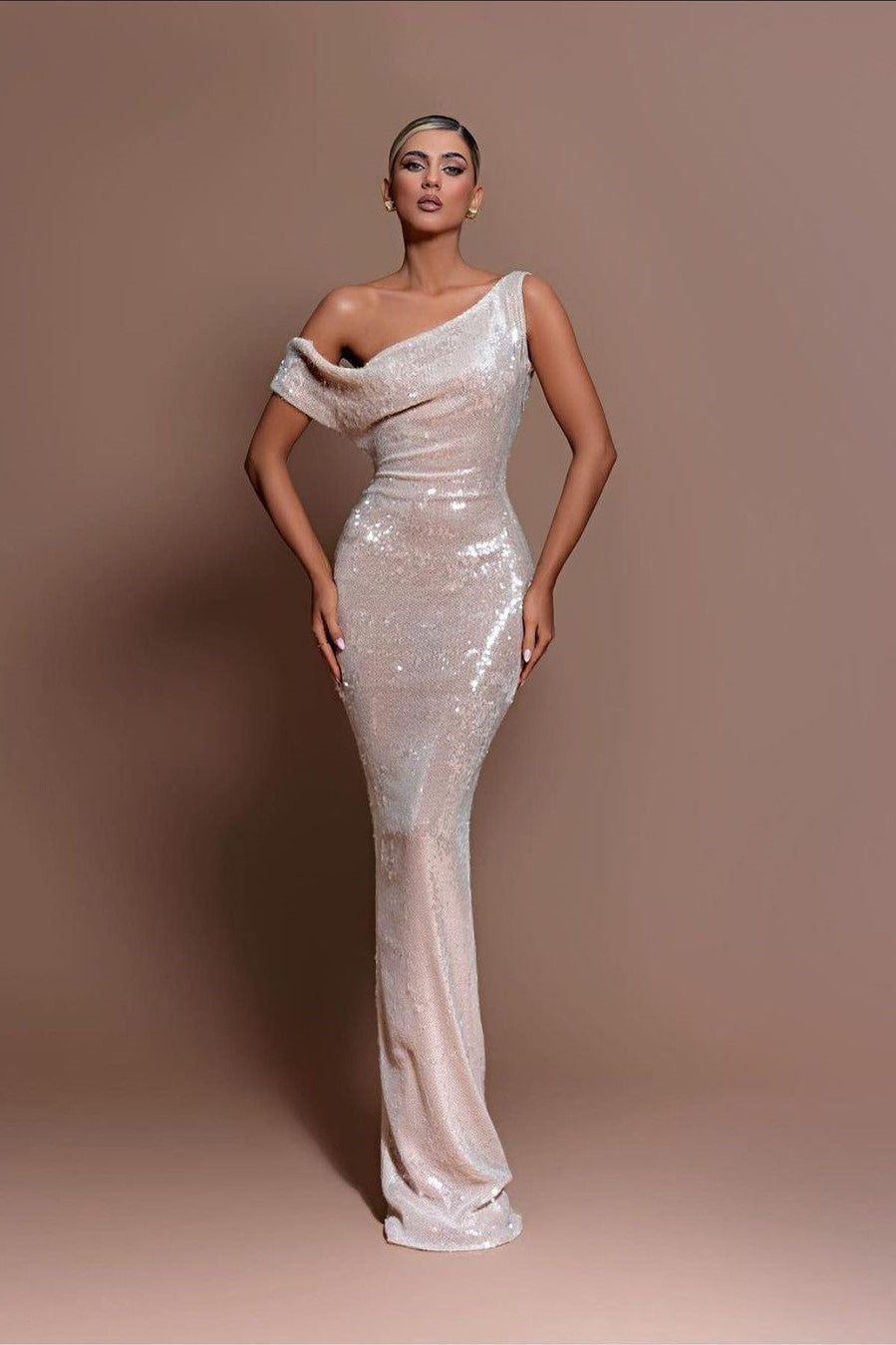 Charming Off the Shoulder Sleeveless Long Mermaid Formal Dress With Sequins