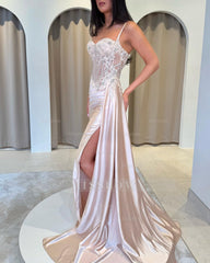 Charming Pink Sweetheart Sleeveless Mermaid Prom Dress with Front Split