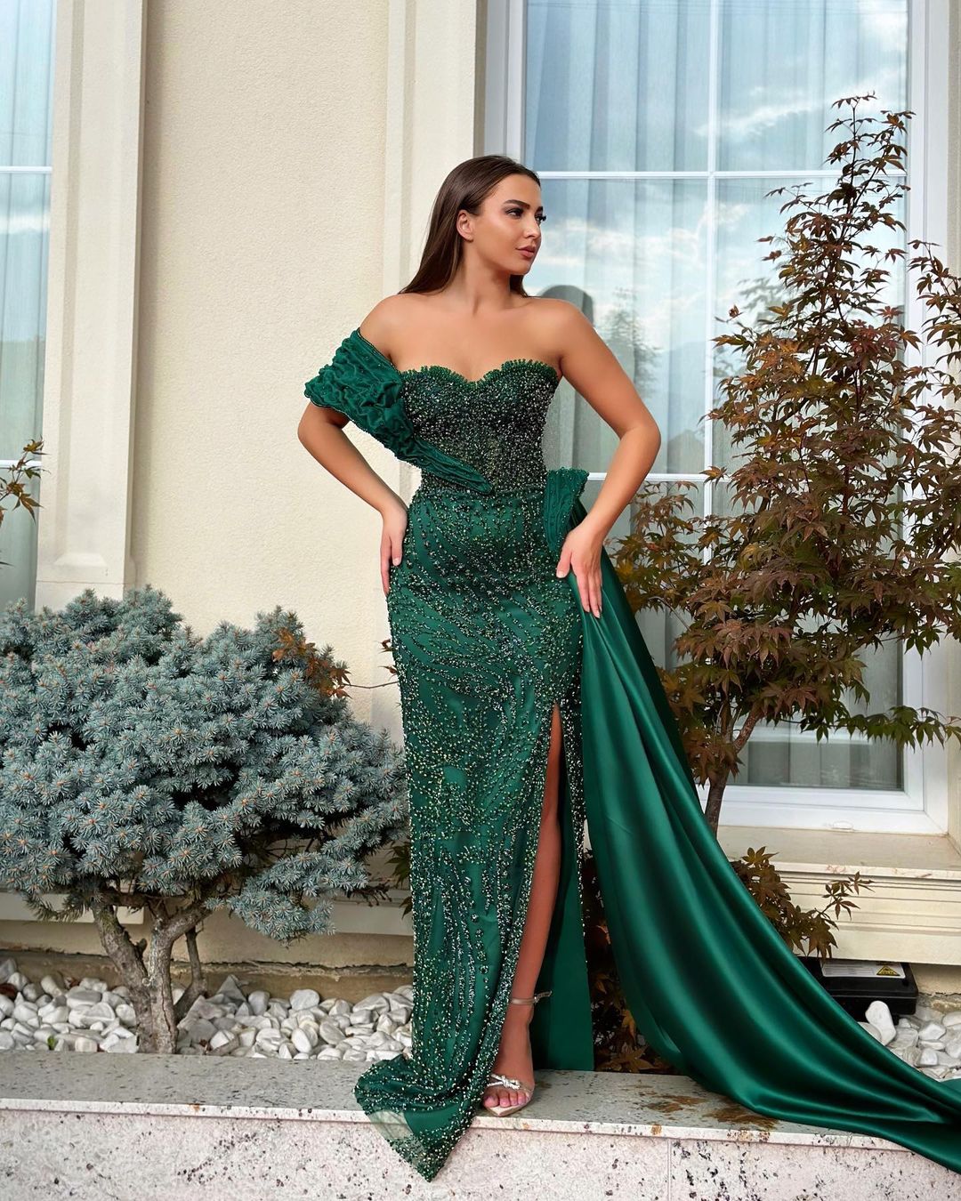 Charming Stain One-Shoulder Long Mermaid Formal Dress With Split