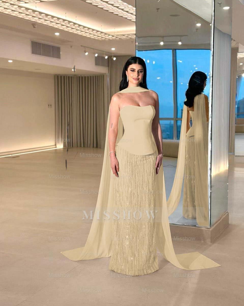 Charming Strapless Sleeveless Long Formal Dress With Beading Pleated