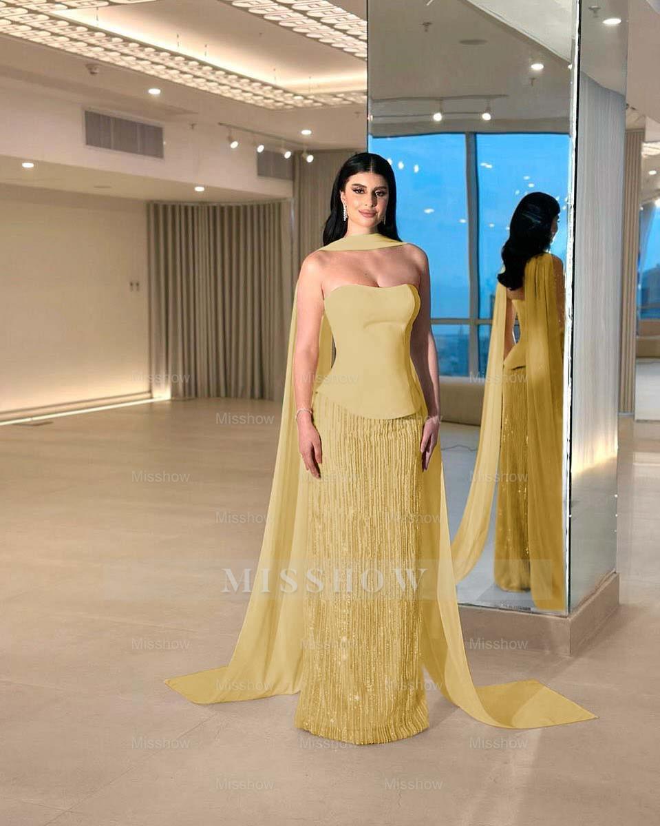 Charming Strapless Sleeveless Long Formal Dress With Beading Pleated