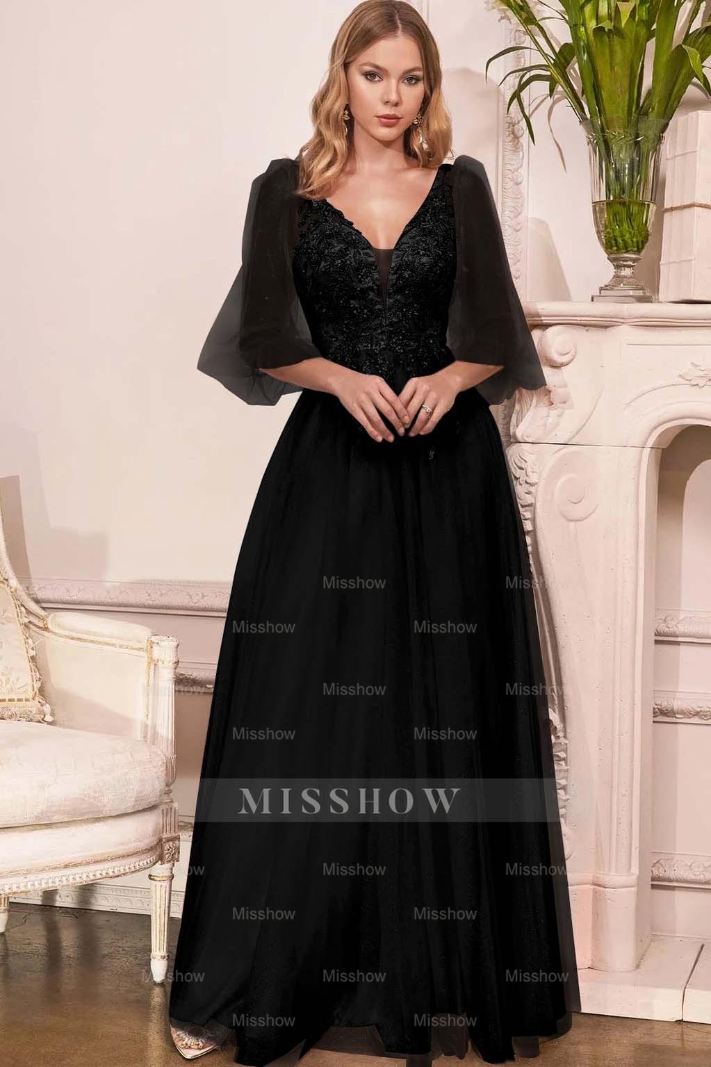 Charming Tulle V Neck Sleeveless Long Formal Dress With Appliques