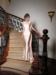 Charming V Neck Sleeveless Long Mermaid Formal Dress With Pleated