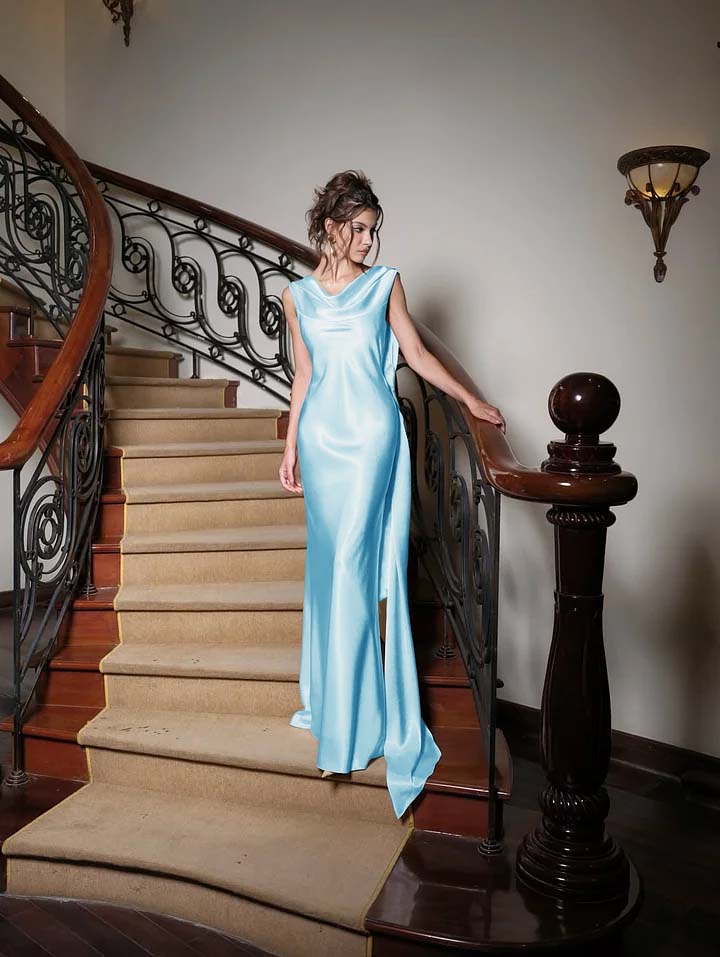 Charming V Neck Sleeveless Long Mermaid Formal Dress With Pleated
