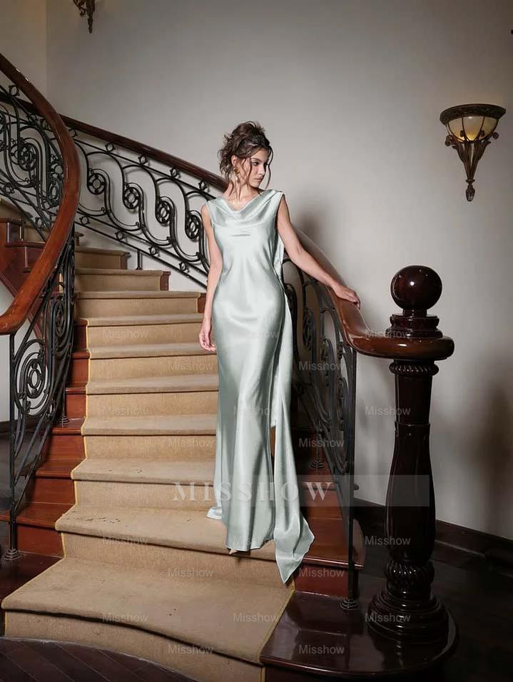 Charming V Neck Sleeveless Long Mermaid Formal Dress With Pleated