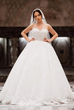Charming Lace Floor-Length Sleeveless Sweetheart Ball Gown Wedding Dresses with Appliques