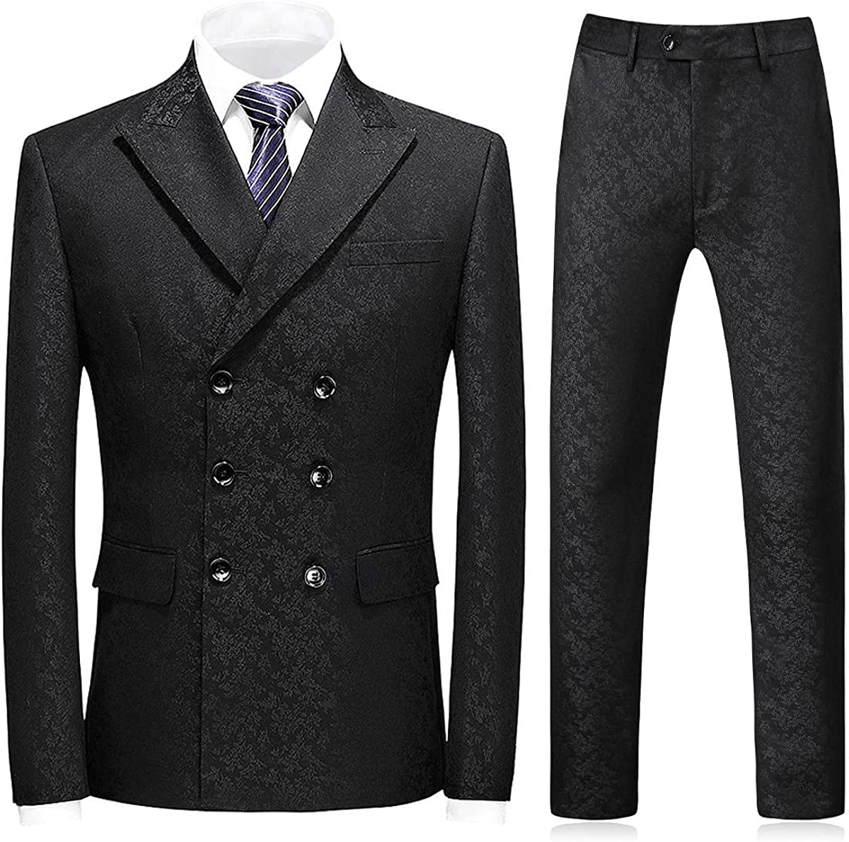 Chic Black Double Breasted Jacquard Men's Prom Attire