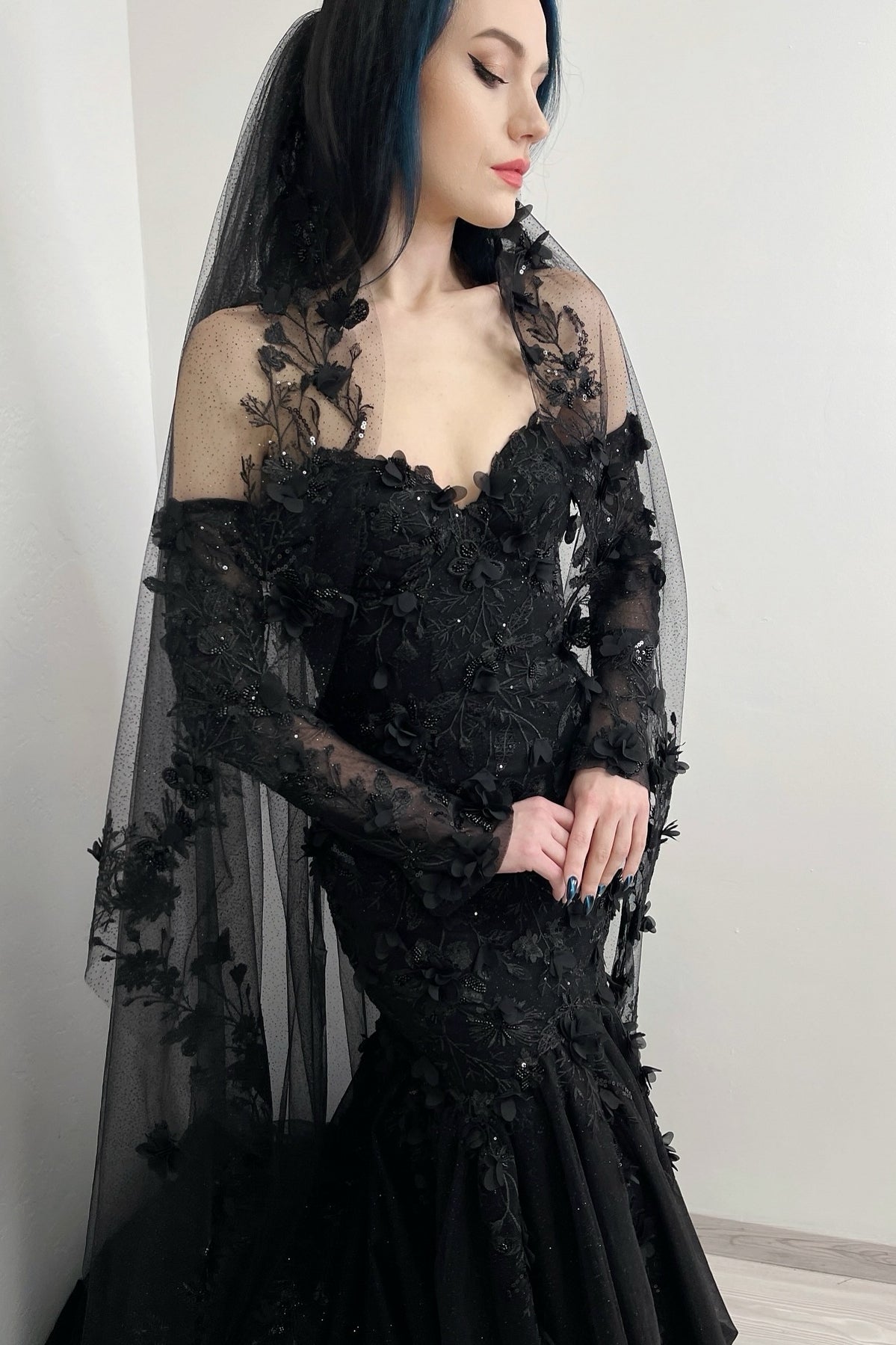 black mermaid dress with train Black Mermaid jersey Long Train Prom Dress
