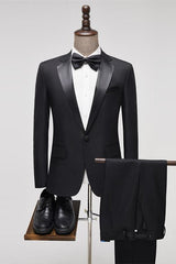 Chic Black Notched Lapel Two-Piece Prom Suit For Men