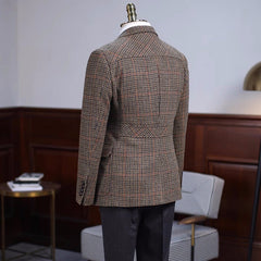 Chic Brown Plaid Notched Lapel Men's Prom Suit