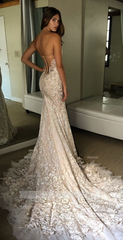 Chic Ivory Strapless Sweetheart Long Mermaid Wedding Dress with Lace