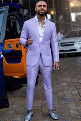 Chic Purple Two Pieces Close-Fitting Men’s Prom Suits