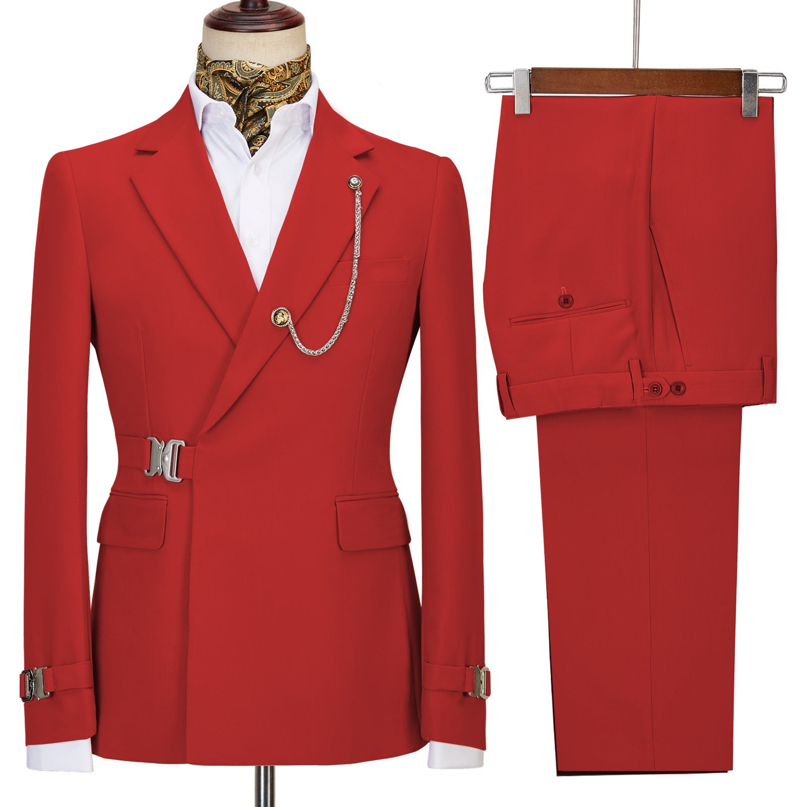 Chic Red Notched Lapel Prom Attire For Men