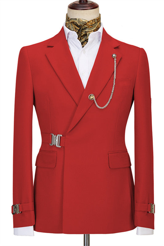 Chic Red Notched Lapel Prom Attire For Men