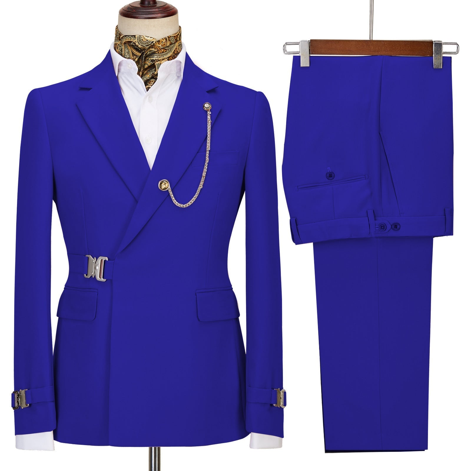 Chic Royal Blue Notched Lapel Men's Prom Suit