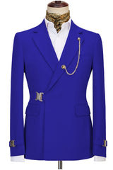 Chic Royal Blue Notched Lapel Men's Prom Suit