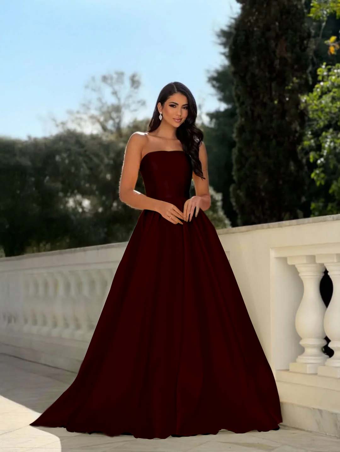 Chic Strapless Sleeveless Long A Line Formal Dress With Pleated