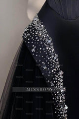 Chic Strapless Sleeveless Long Formal Dress With Beading Tulle