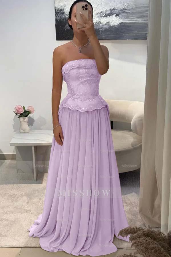 Chic Strapless Sleeveless Long Formal Dress With Pleated Beading