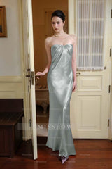Chic Strapless Sleeveless Long Mermaid Formal Dress With Pleated