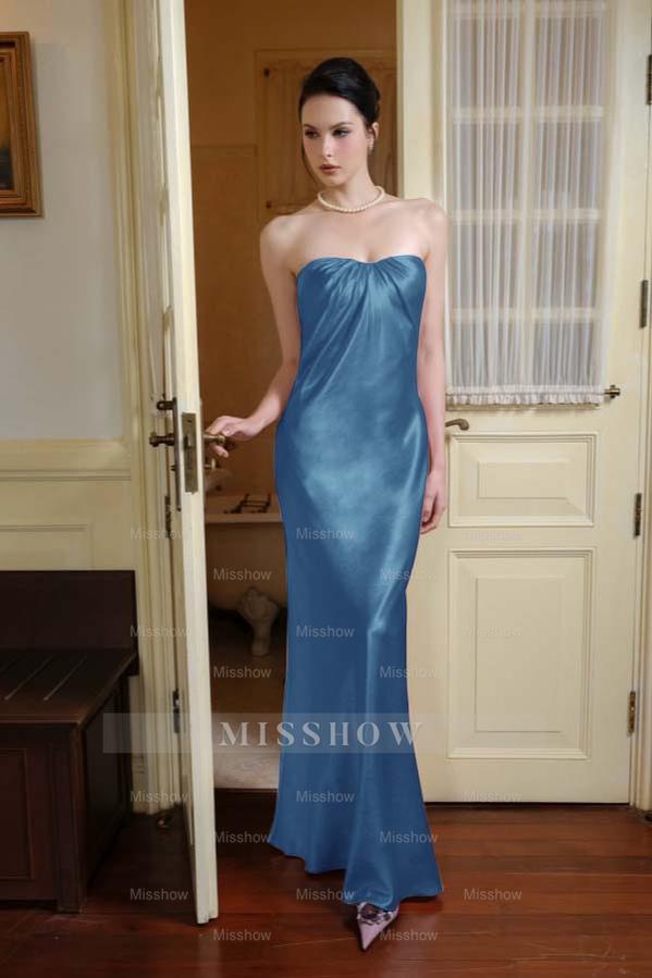Chic Strapless Sleeveless Long Mermaid Formal Dress With Pleated