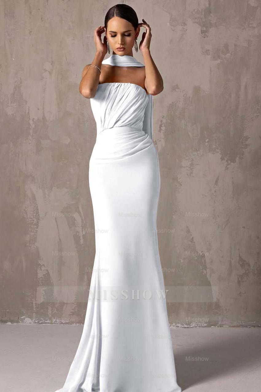 Chic Strapless Sleeveless Mermaid Long Formal Dress With Pleated
