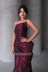 Chic Strapless Sleeveless Mermaid Long Formal Dress With Pleated