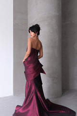 Chic Strapless Sleeveless Mermaid Long Formal Dress With Pleated