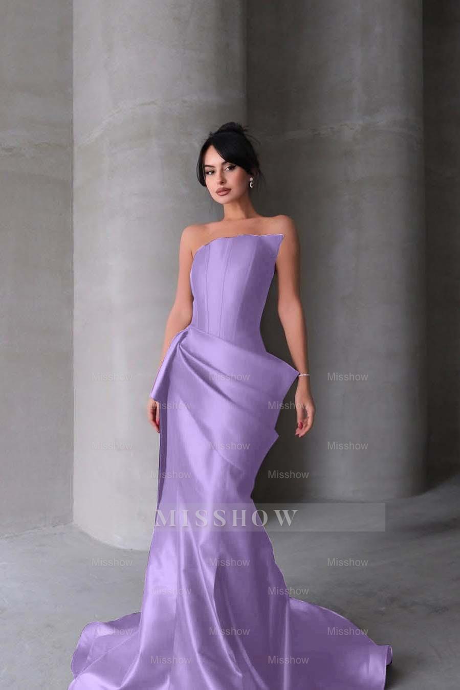 Chic Strapless Sleeveless Mermaid Long Formal Dress With Pleated