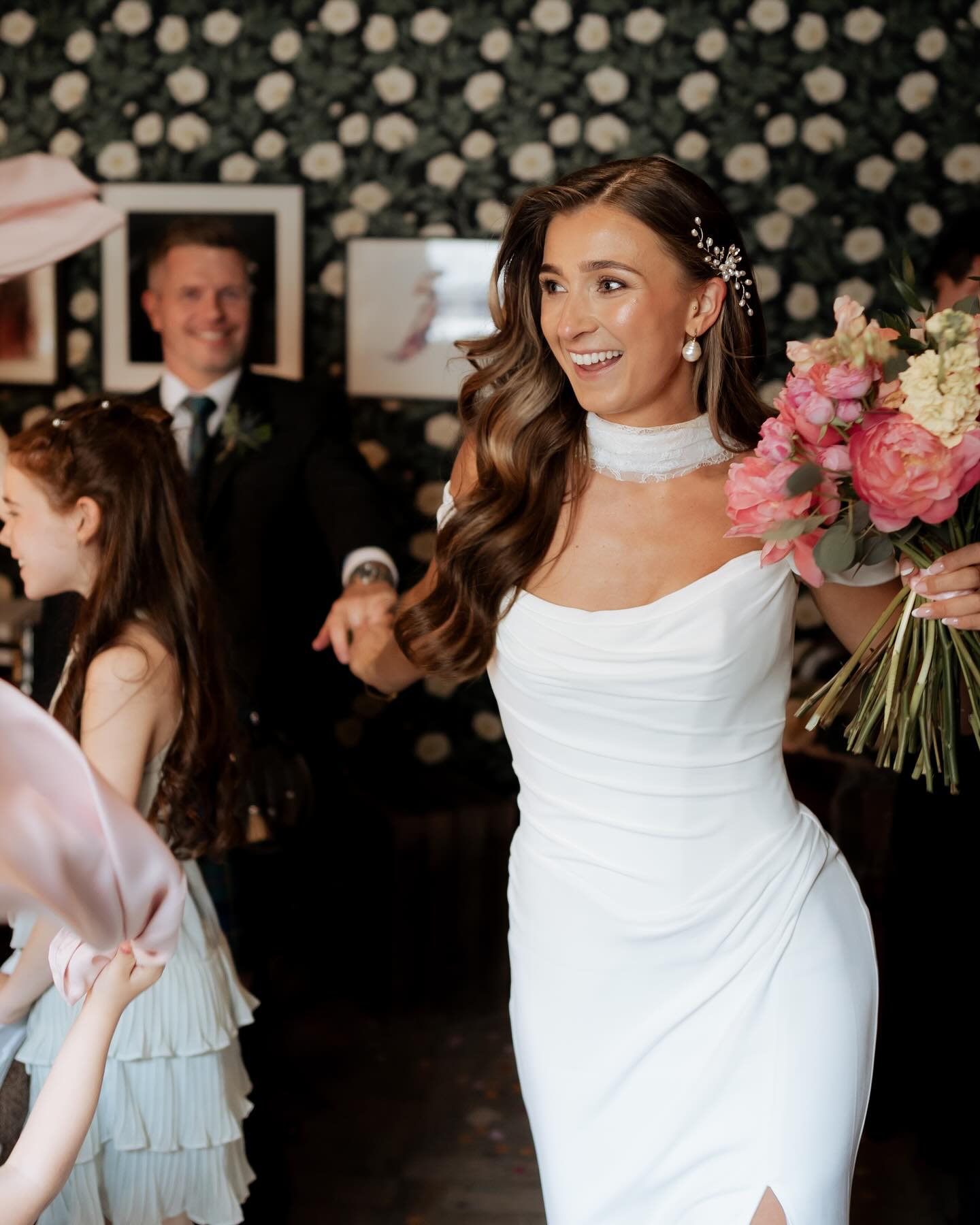 Chic White Mermaid Off-The-Shoulder Strapless Ruffles Long Simple Satin Wedding Dress With Slit