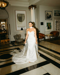 Chic White Mermaid Sweetheart Strapless Sleeveless Long Satin Simple Wedding Dress With Ruffles