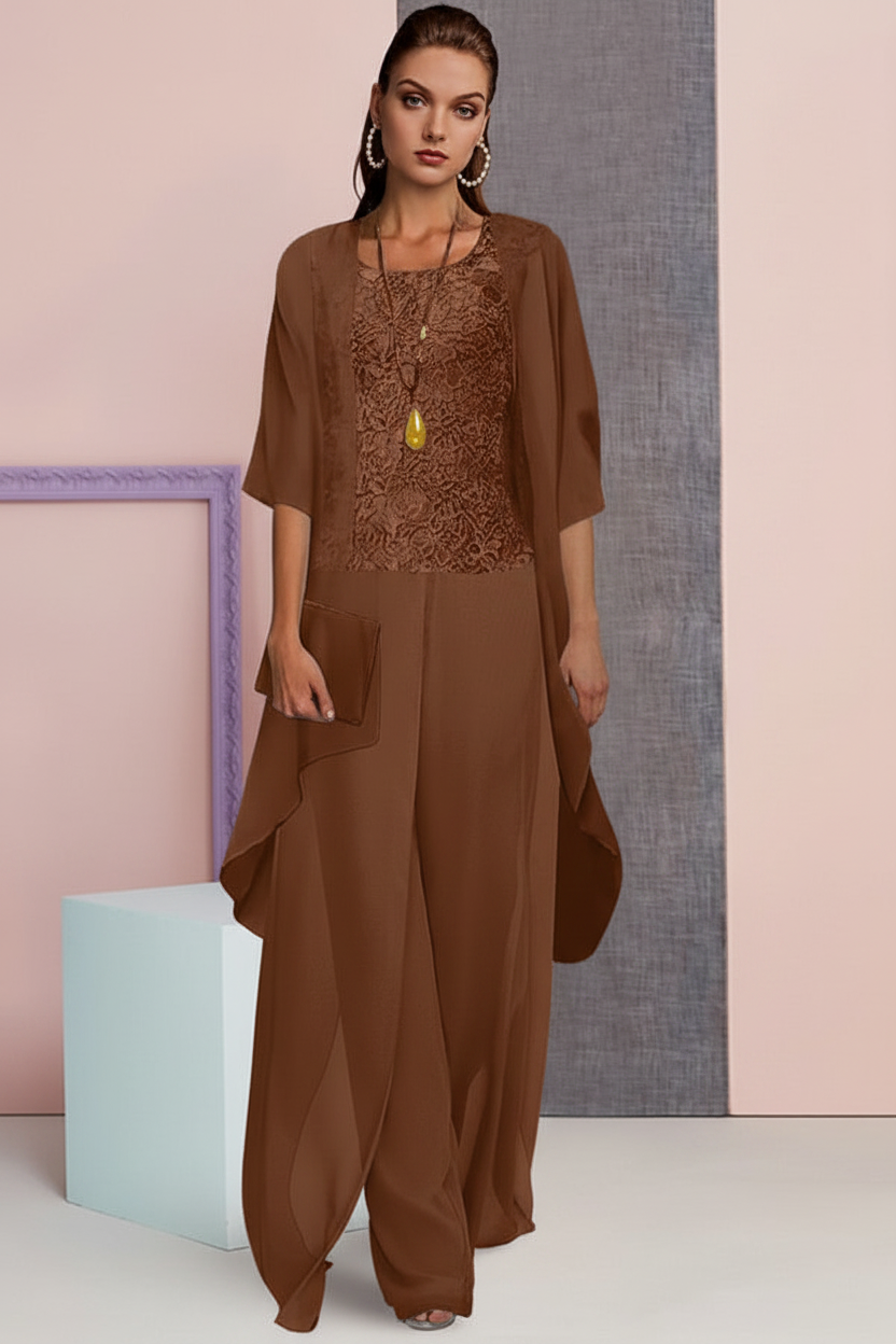 Chiffon Mother of the Bride Pantsuits with Jacket