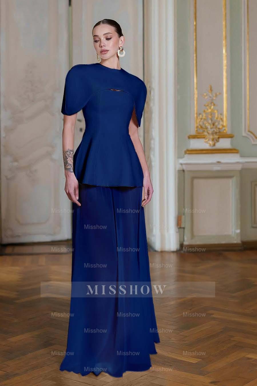 Chiffon Sleeveless Long Mermaid Formal Dress With Pleated Shawl