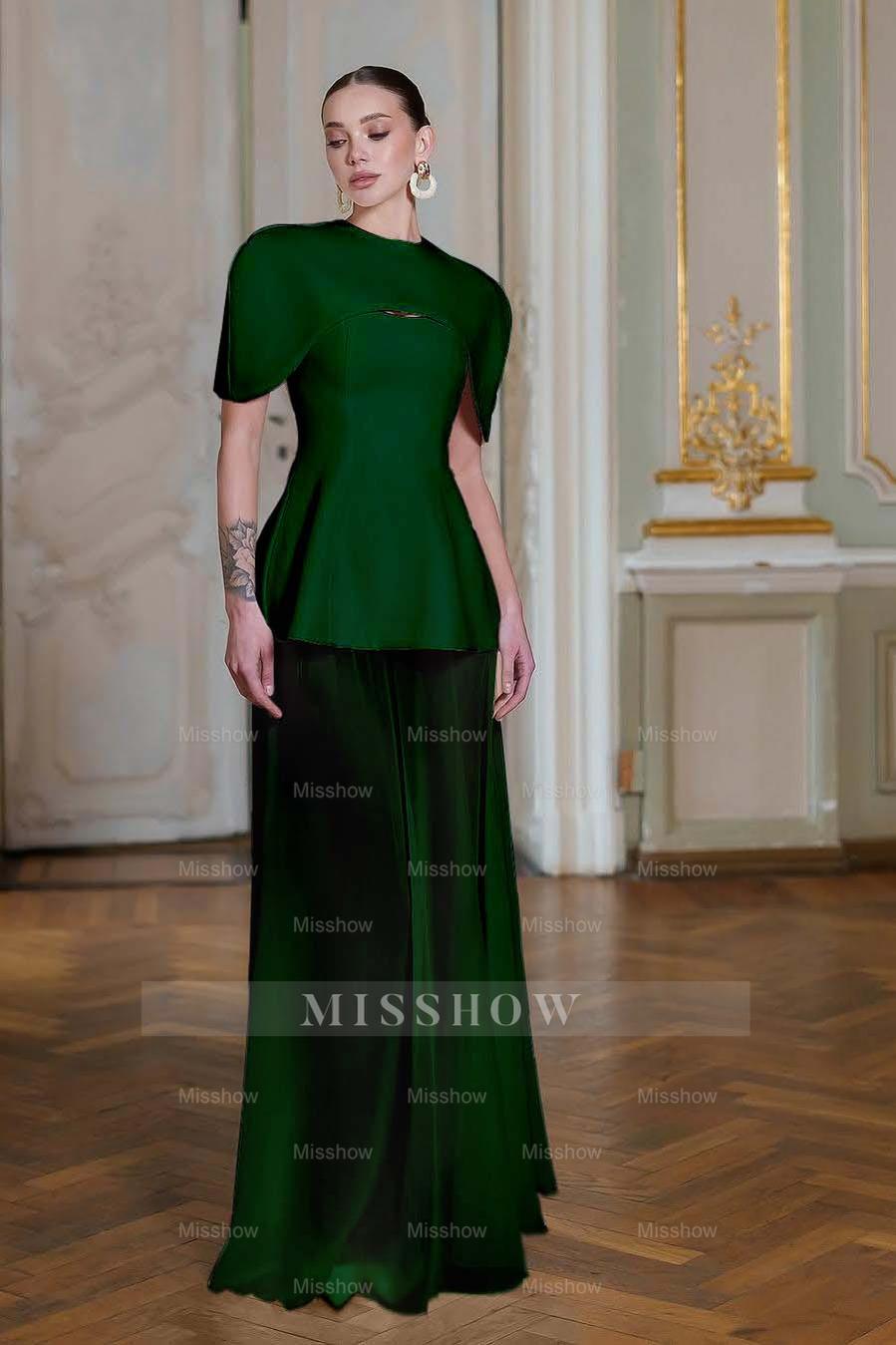 Chiffon Sleeveless Long Mermaid Formal Dress With Pleated Shawl