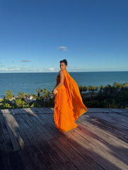 Chiffon Strapless Sleeveless Long Formal Dress With Pleated Scarf